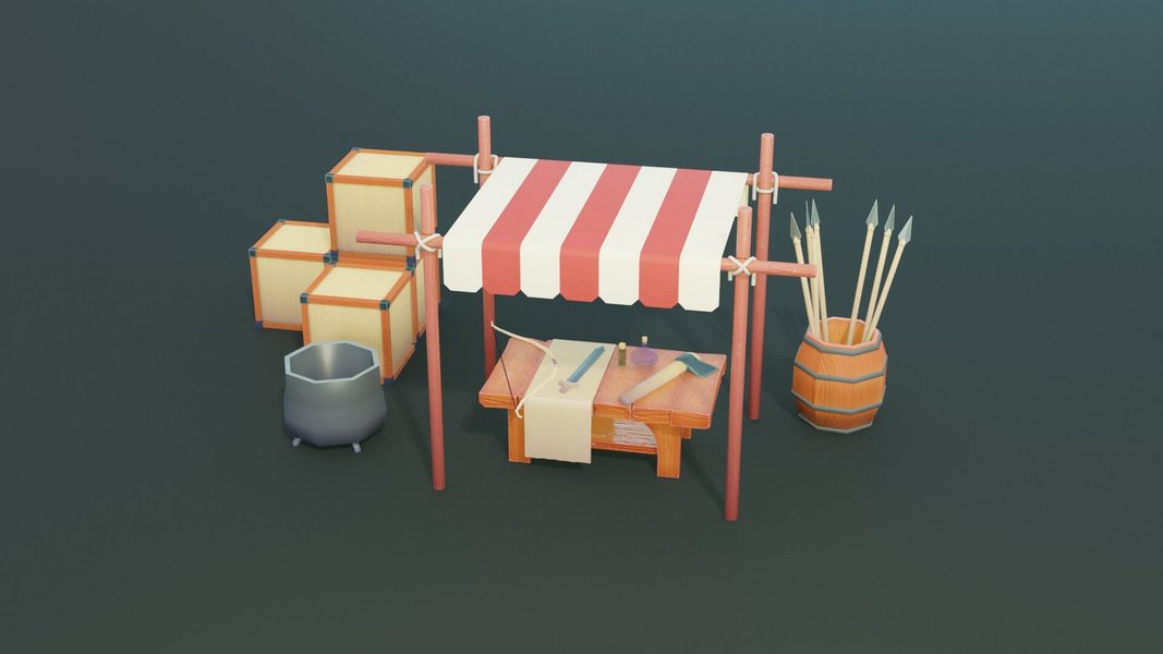 Thumbnail of medieval market 3d model low poly - Google Search