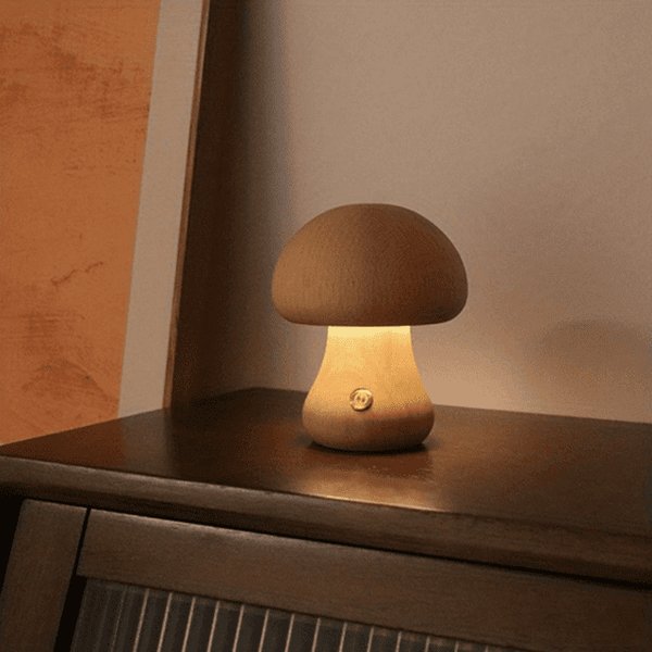Thumbnail of Mushroom Table Lamp, Dimmable LED Creative Wood Desk Lamp with USB Charging for Home Decor - Walmart.com