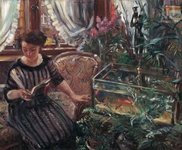 Thumbnail of Lady at the goldfish basin (1911)