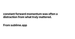 Thumbnail of constant forward momentum was often a distraction from what ...