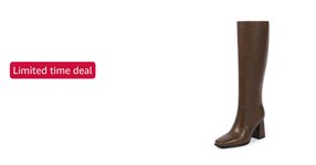 Thumbnail of Amazon - Modatope Retro Brown Knee High Chunky Heel Boots Square Toe Tall Boots for Women Block Heel Side zipper Fall Boot Women Size 8