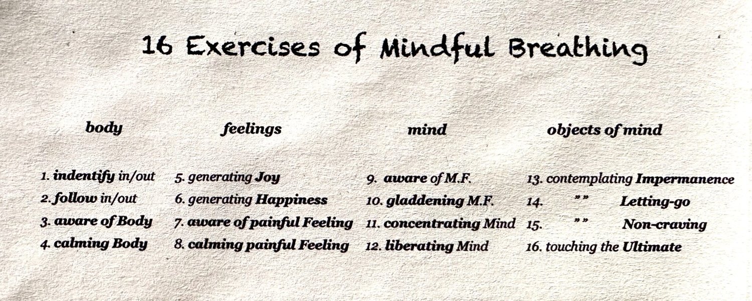 Thumbnail of Resources for practicing the 16 exercises of mindful breathing - Plum Village Mobile App