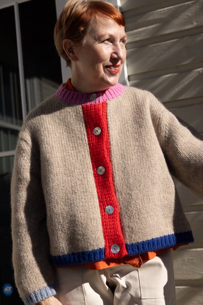 Thumbnail of Handmade chunky knit cardigan | Sheba Cardigan Sweater- Powder