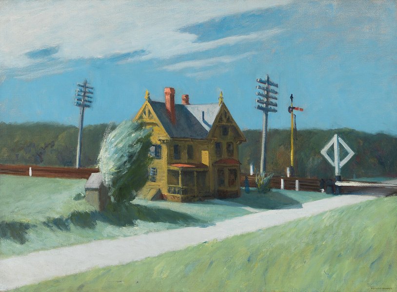 Thumbnail of File:Railroad Crossing, by Edward Hopper.jpg - Wikipedia