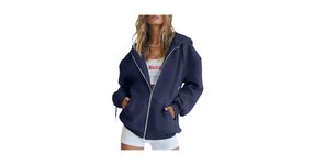 Thumbnail of Amazon - Trendy Queen Womens Zip Up Hoodies Oversized Sweatshirts Fall School Fashion Outfits Casual Jackets 2025 Winter Clothes Navy Blue M