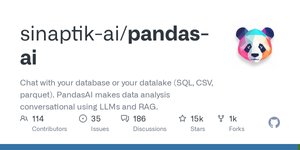 Thumbnail of GitHub - sinaptik-ai/pandas-ai: Chat with your database or your datalake (SQL, CSV, parquet). PandasAI makes data analysis conversational using LLMs and RAG.