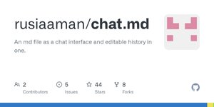 Thumbnail of GitHub - rusiaaman/chat.md: An md file as a chat interface and editable history in one.