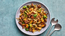 Thumbnail of Five-Spice Brussels Sprouts and Sausage Stir-Fry