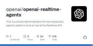 Thumbnail of GitHub - openai/openai-realtime-agents: This is a simple demonstration of more advanced, agentic patterns built on top of the Realtime API.