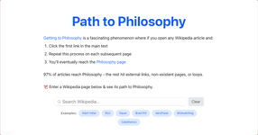 Thumbnail of Path to Philosophy - Find the path of any Wikipedia article to Philosophy