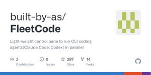 Thumbnail of GitHub - built-by-as/FleetCode: Light-weight control pane to run CLI coding agents(Claude Code, Codex) in parallel
