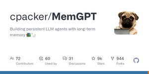 Thumbnail of GitHub - cpacker/MemGPT: Teaching LLMs memory management for unbounded context 📚🦙