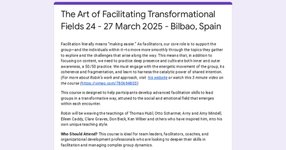 Thumbnail of The Art of Facilitating Transformational Fields 24 - 27 March 2025 - Bilbao, Spain