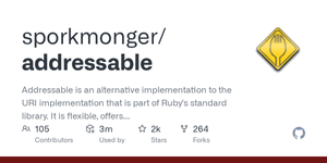 Thumbnail of GitHub - sporkmonger/addressable: Addressable is an alternative implementation to the URI implementation that is part of Ruby's standard library. It is flexible, offers heuristic parsing, and additionally provides extensive support...