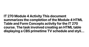 Thumbnail of IT 270 Module 4 Activity This document summarizes the comple...