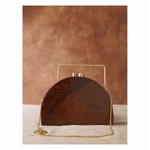 Thumbnail of Brown Handcrafted Wooden Clutch - Handbag - Evening Clutch for Parties, Outing & Wedding - Etsy Canada