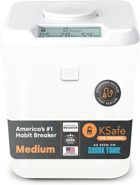 Thumbnail of K-Safe Time Locking Container (Medium), Timed Lock Box for Cell Phones, Snacks, and Other Unwanted Temptations (White Lid + White Base, with Access Port)
